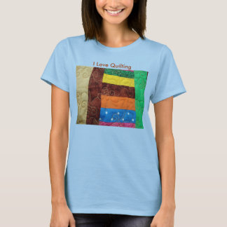 Mehrfarbiger Quilt-Block, I-Liebe-Quilting T-Shirt