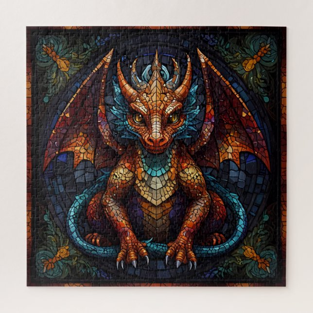 Mehrfarbiger Regenbogen-Drache Puzzle (Vertikal)