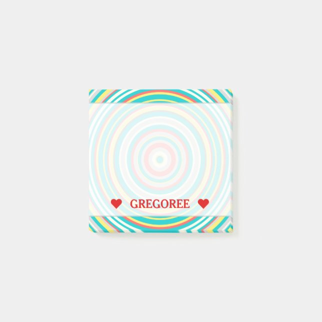 Mehrfarbiger Ring/Kreis-Muster u. individueller Post-it Klebezettel (Vorderseite)