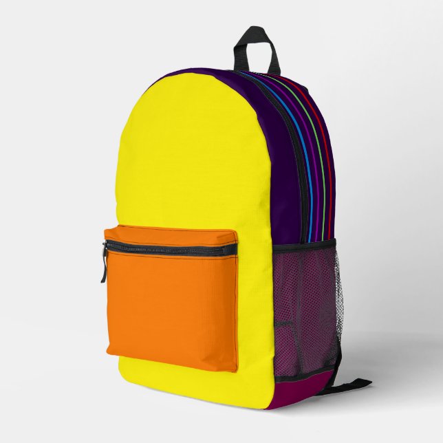 Mehrfarbiger Rucksack im Retro-Stil  (Rückseitige Ecke Rechts)