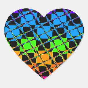 Mehrfarbiger Schachspiegel Herz-Aufkleber