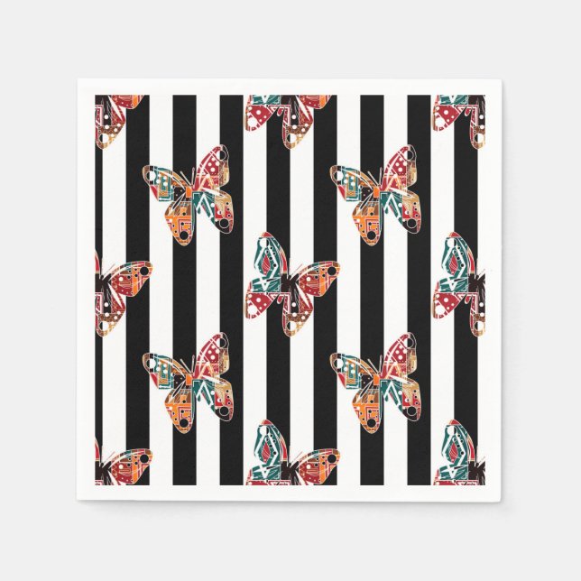 mehrfarbiger Schmetterling Serviette (Vorderseite)