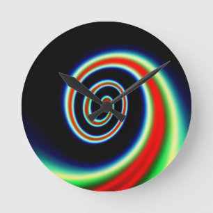 Mehrfarbiger Swirl - Rot-Grün-Gelb-Blau Runde Wanduhr