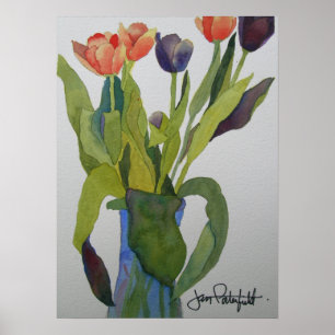 Mehrfarbiger Tulpe-Druck Poster