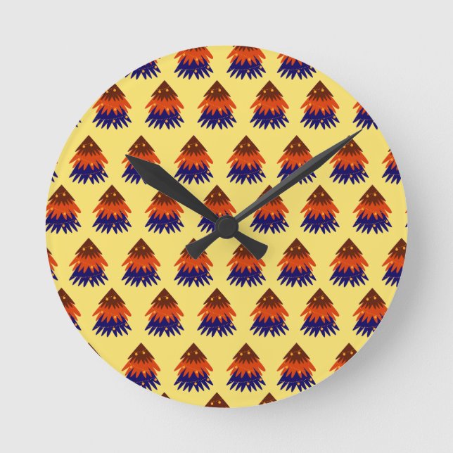mehrfarbiger Weihnachtsbaum - Wall-Uhr Runde Wanduhr (Vorderseite)