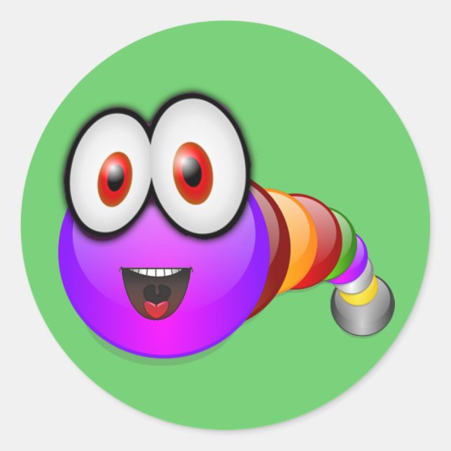 Mehrfarbiger Wurm Runder Aufkleber (Vorderseite)