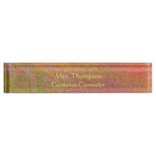 MEHRFARBIGES ABSTRACT/PINKS, GOLDE, NAMENSPLAKETTE