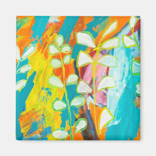 mehrfarbiges Abstraktes Acrylgemälde Magnet