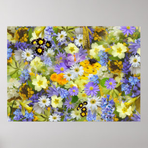 MEHRFARBIGES BLUMENHINTERGRUNDMUSTER POSTER