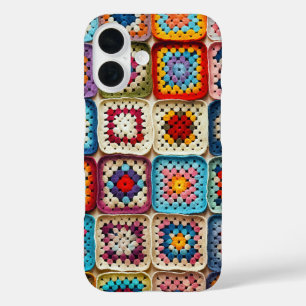 mehrfarbiges Crocheted Granny Square Quilt iPhone 16 Hülle
