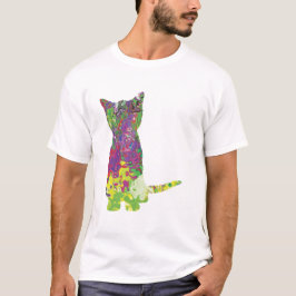 Mehrfarbiges Design der Cat-Silhouette T-Shirt