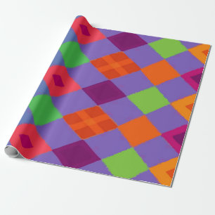 Mehrfarbiges Diamantmuster auf Lila – Bold Geschenkpapier