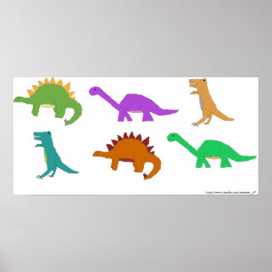 mehrfarbiges Dinosaurier-Poster Poster