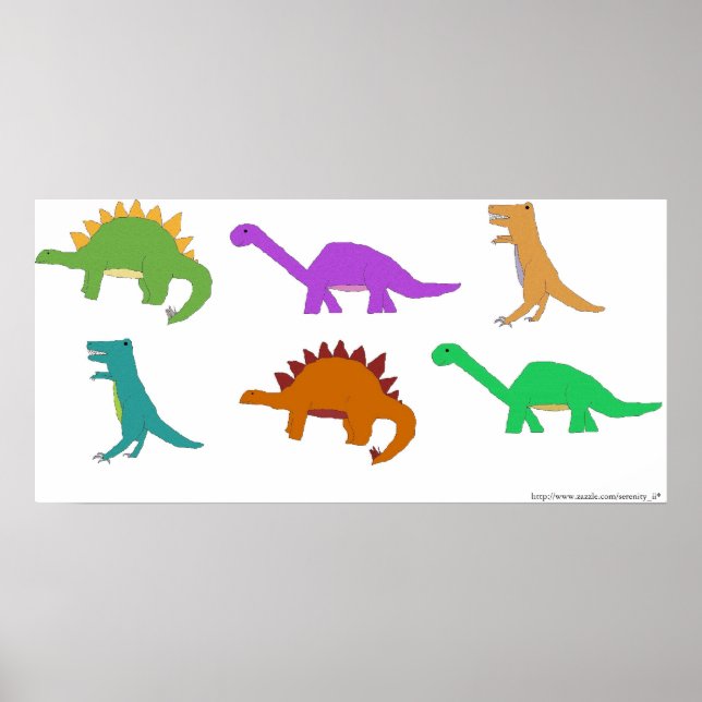 mehrfarbiges Dinosaurier-Poster Poster (Vorne)
