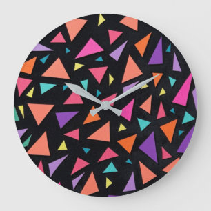 Mehrfarbiges Dreiecks geometrisches Muster Große Wanduhr