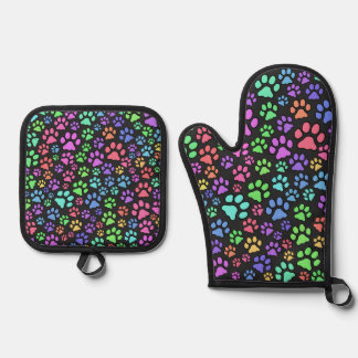 mehrfarbiges Druckdesign Ofenhandschuh & Topflappen-Set