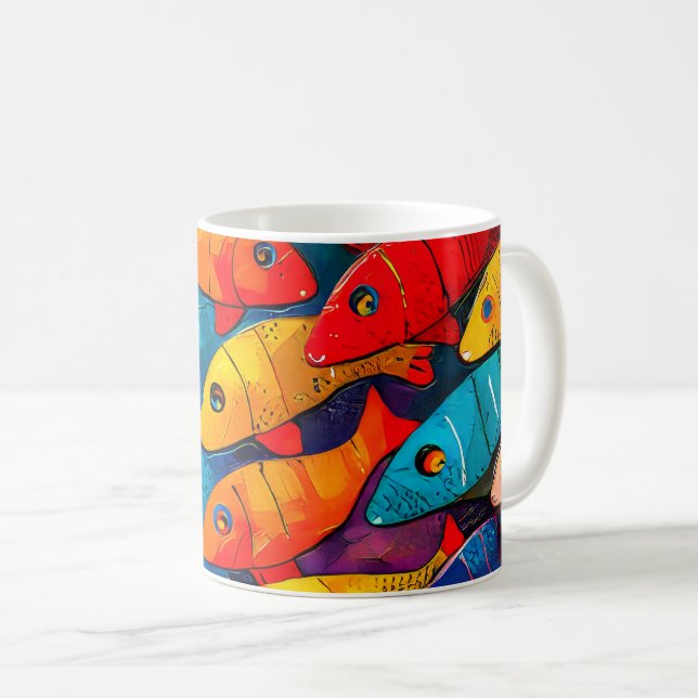 mehrfarbiges Fischmuster Kaffeetasse (VorderseiteRechts)