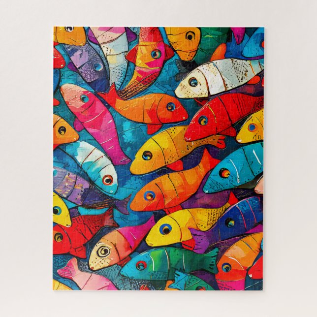 mehrfarbiges Fischmuster Puzzle (Vertikal)