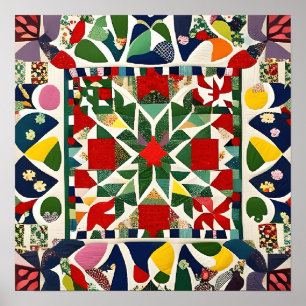 mehrfarbiges Folksmuster Poster