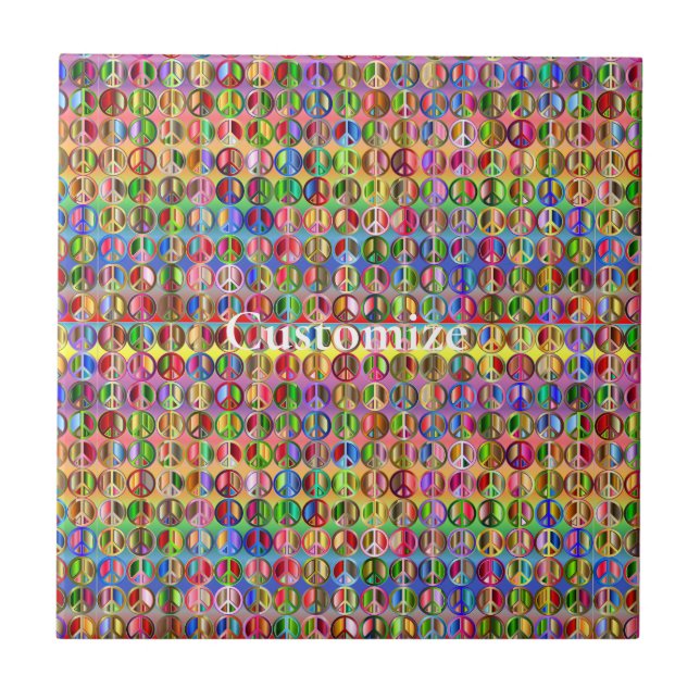 mehrfarbiges Friedenssymbolmuster Fliese (Vorderseite)