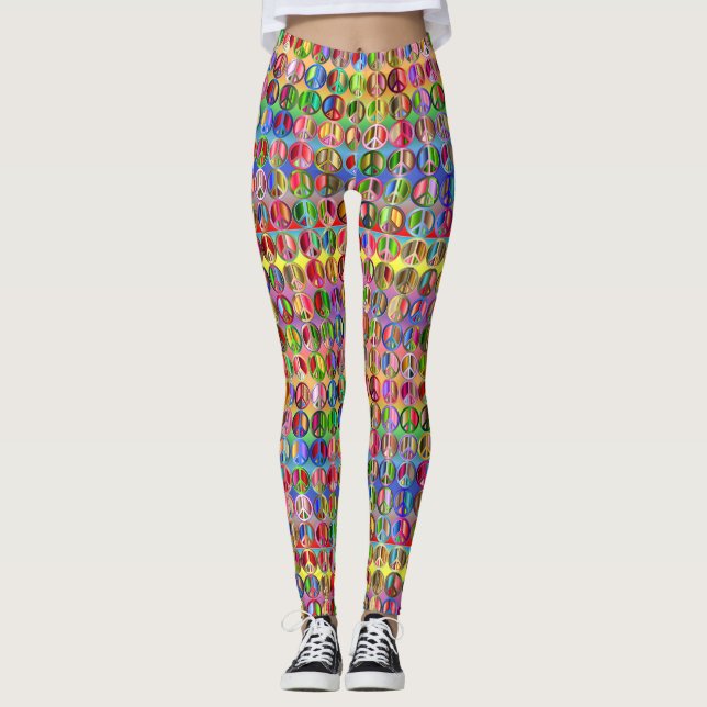 mehrfarbiges Friedenssymbolmuster Leggings (Vorderseite)