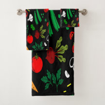 Mehrfarbiges Gemüse Design Badetuch Set