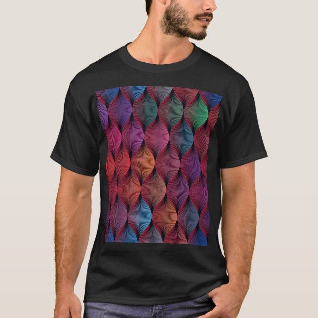 mehrfarbiges geometrisches Drucken T-Shirt (Vorderseite)