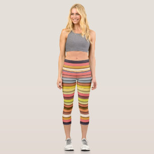 Mehrfarbiges geometrisches, einfaches Banddesign Capri Leggings
