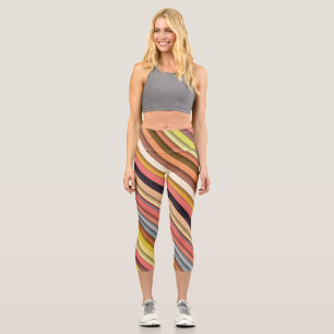 Mehrfarbiges geometrisches, einfaches Banddesign Capri Leggings