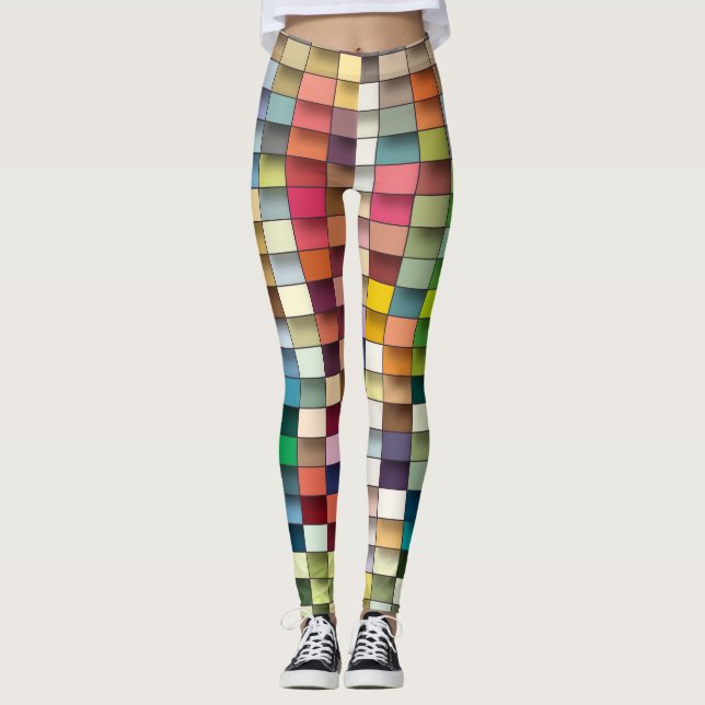 Mehrfarbiges geometrisches, einfaches Banddesign Leggings (Vorderseite)