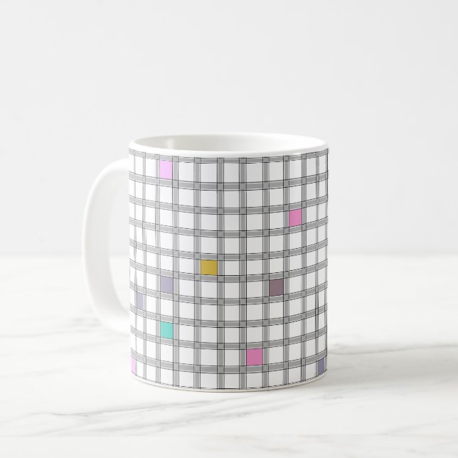 mehrfarbiges geometrisches Prüfmuster Kaffeetasse (Vorderseite Links)