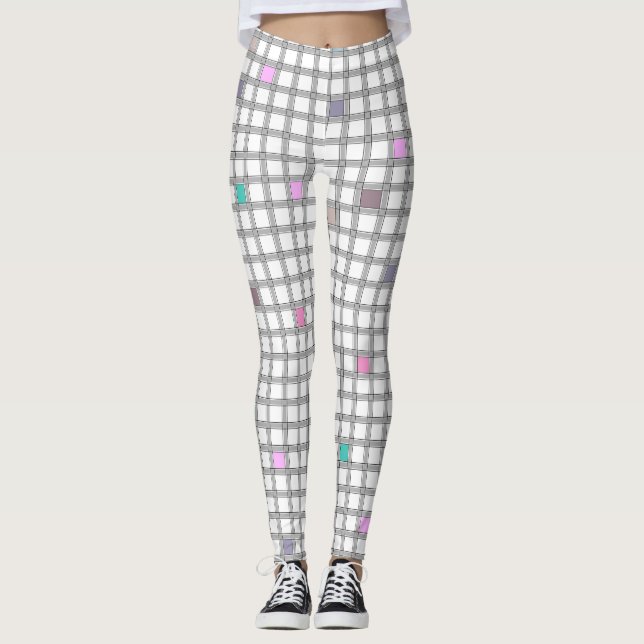 mehrfarbiges geometrisches Prüfmuster Leggings (Vorderseite)