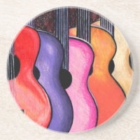 Mehrfarbiges Gitarren-Sandstein-Untersetzer-Set