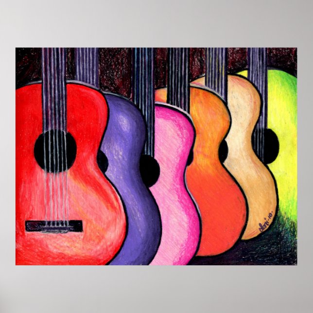 mehrfarbiges Gitarrenposter von Loni Poster (Vorne)