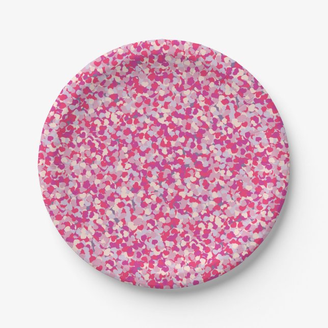 Mehrfarbiges Herz Confetti2 Pappteller (Vorderseite)