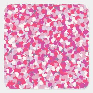 Mehrfarbiges Herz Confetti2 Quadratischer Aufkleber
