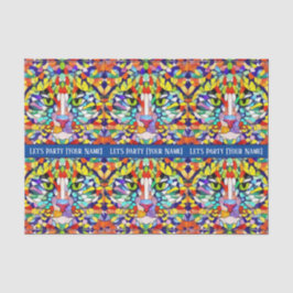 mehrfarbiges Katzengesicht - Grüne Augen - Feier T Seidenpapier