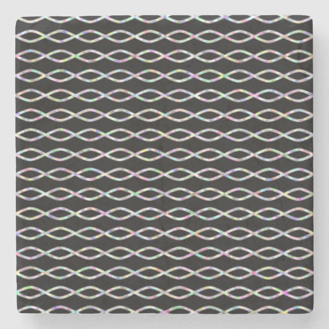 Mehrfarbiges Kette Ähnliches Muster (schwarzer Steinuntersetzer (Vorderseite)