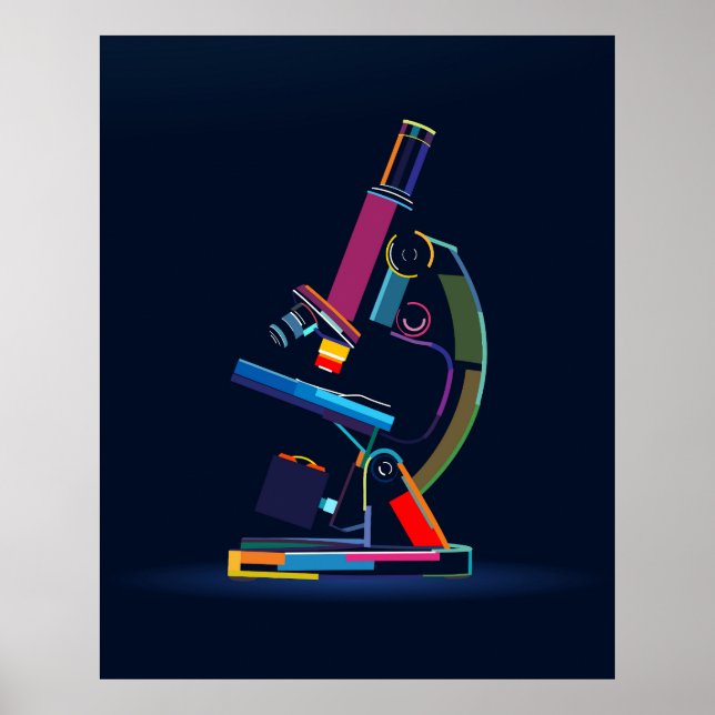 Mehrfarbiges Mikroskop Poster (Vorne)