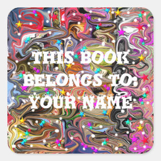 Mehrfarbiges Muster mit Sternen Quadratischer Aufkleber