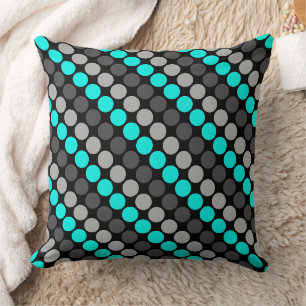 Mehrfarbiges Muster Retro Sixties Polka Dots Grau Kissen