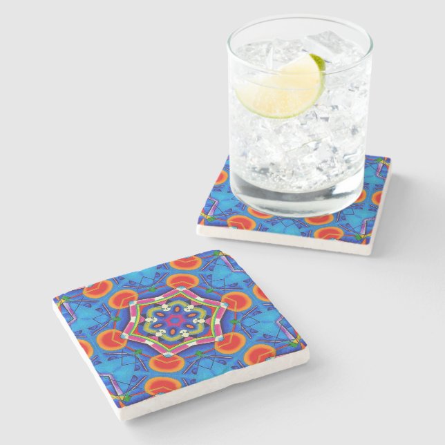 mehrfarbiges Ölgemälde Kaleidoskop Steinuntersetzer (Seitenansicht)