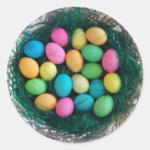 Mehrfarbiges Ostereier Nest Runder Aufkleber