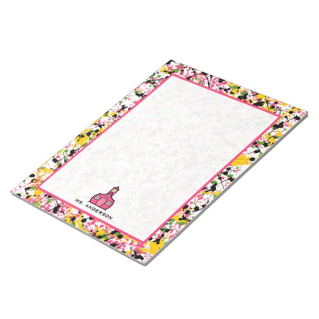 Mehrfarbiges Paint-Spritzer-Lehrer Notepad Notizblock (angewinkelt)