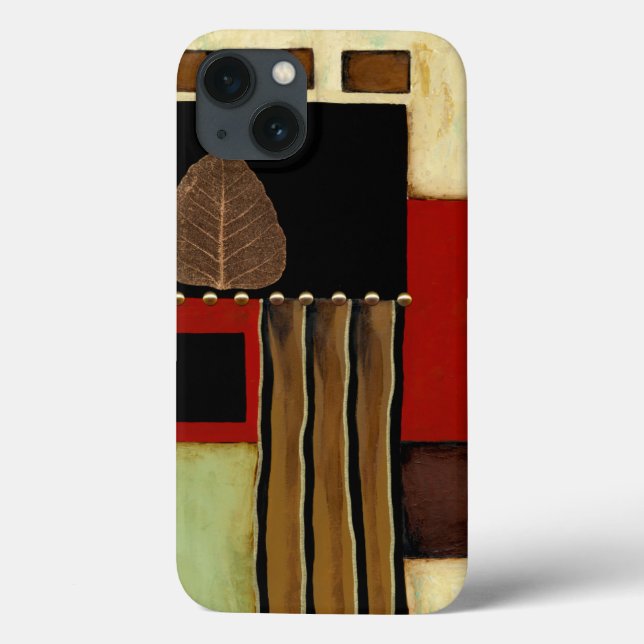 mehrfarbiges Paneelgemälde mit braunem Leaf Case-Mate iPhone Hülle (Rückseite)