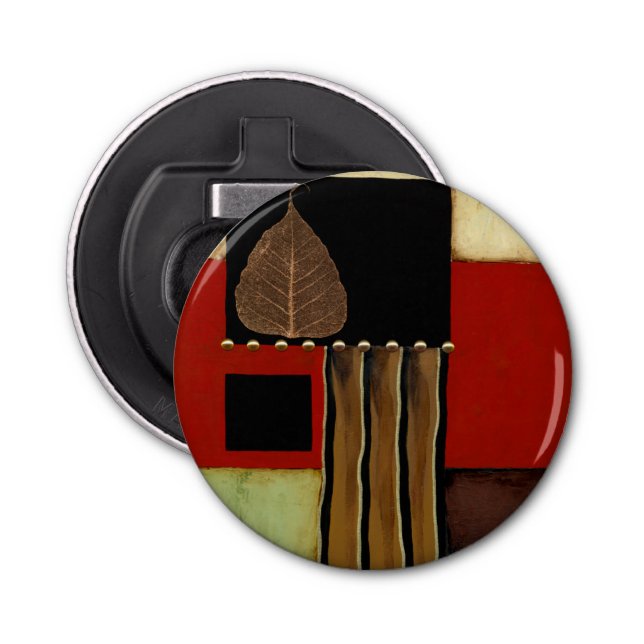 mehrfarbiges Paneelgemälde mit braunem Leaf Flaschenöffner (Vorderseite)