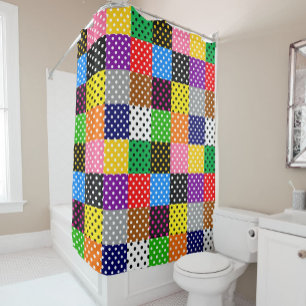 mehrfarbiges Patchwork Quilt Polka Dots Duschvorhang