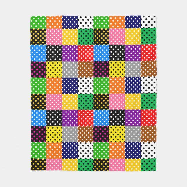 mehrfarbiges Patchwork Quilt Polka Dots Fleecedecke (Vorderseite)