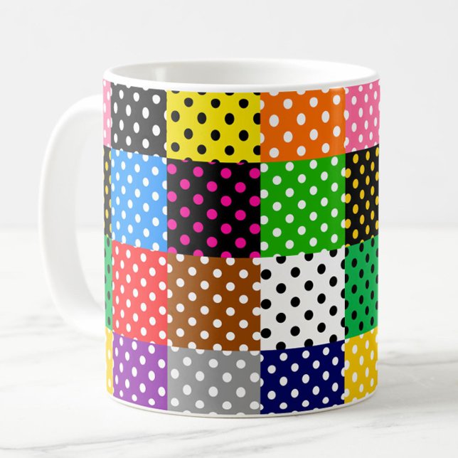 mehrfarbiges Patchwork Quilt Polka Dots Kaffeetasse (Von Creator hochgeladen)