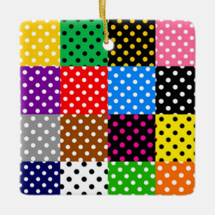 mehrfarbiges Patchwork Quilt Polka Dots Keramikornament